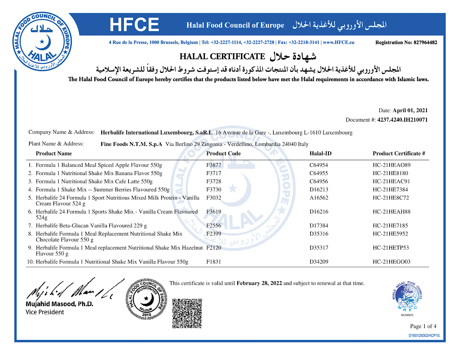 Herbalife Ürünleri Helal mi ? Helal Sertifikası var mı?